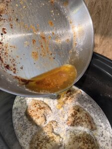pour the meat drippings into the crockpot
